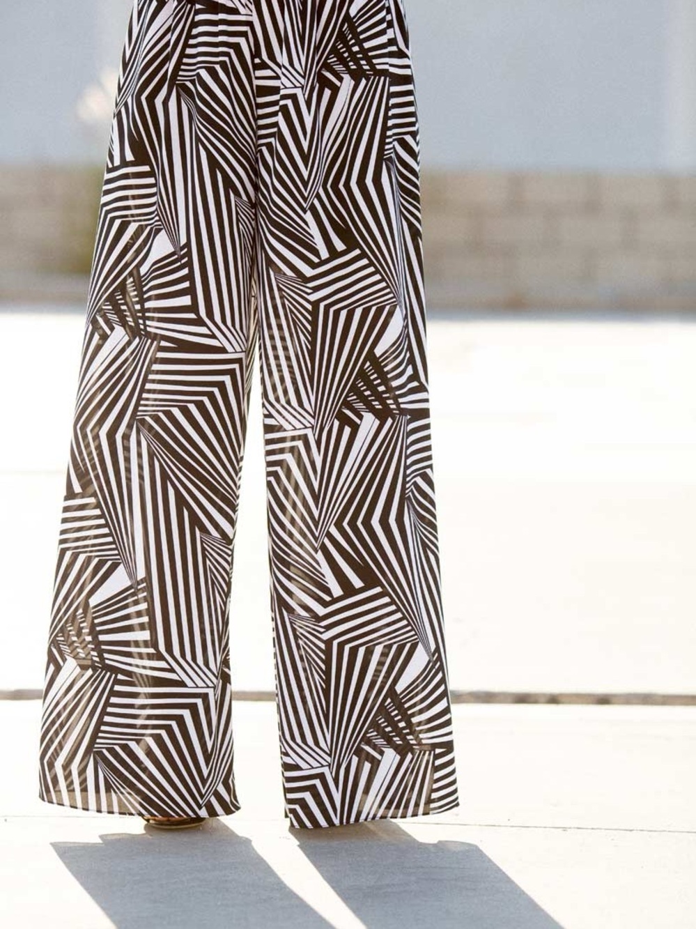 Alice + Olivia Wide Leg Geometric Print Palazzo Pants - Black & White